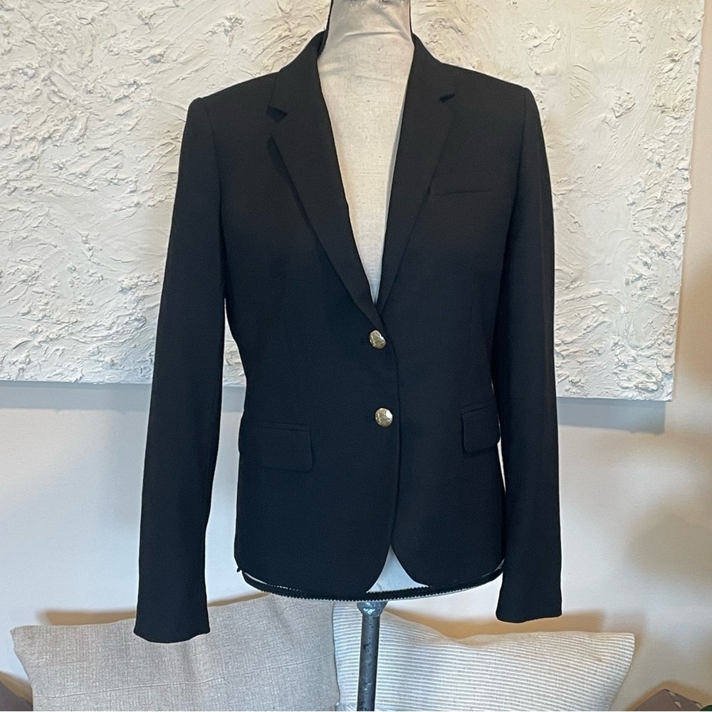 J.Crew Original Schoolboy Wool Blend Blazer Jacket Black Style #92480 Sz 4 - Picture 2 of 12
